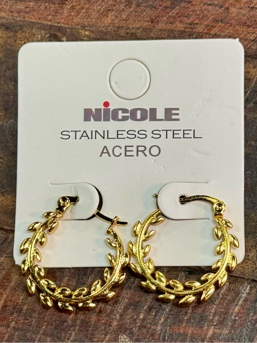 Nicole Two-Tone Leaf Hoop Earrings in Gold and Silver